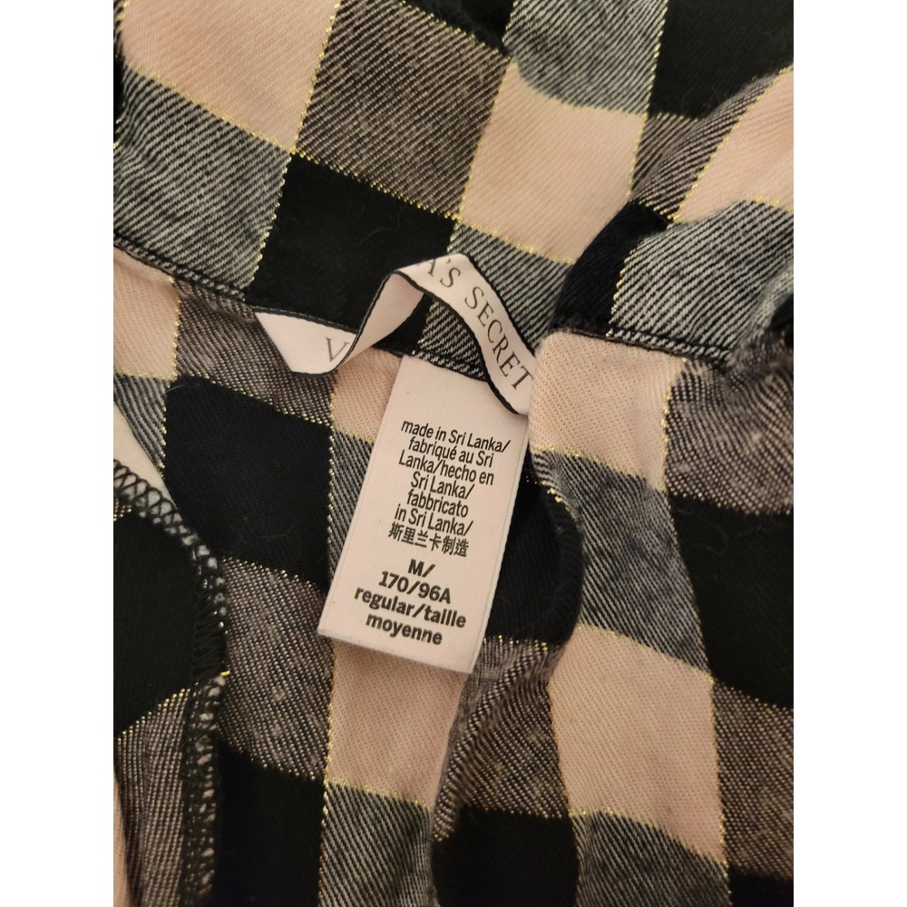 Victoria's Secret Pajama Set Women's Size Medium Black/Pink Plaid (2 Piece Set) - Picture 5 of 10